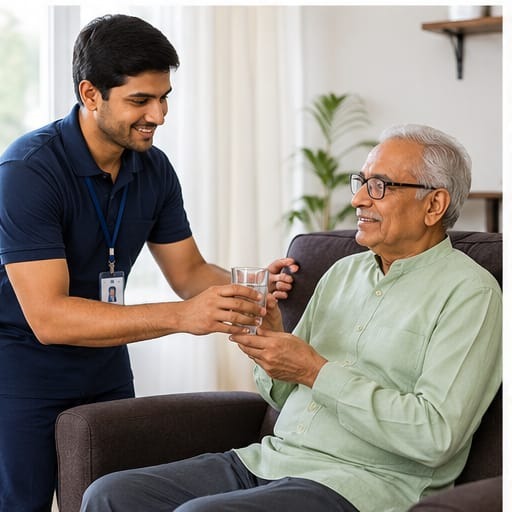 Caregiver supporting a patient at home